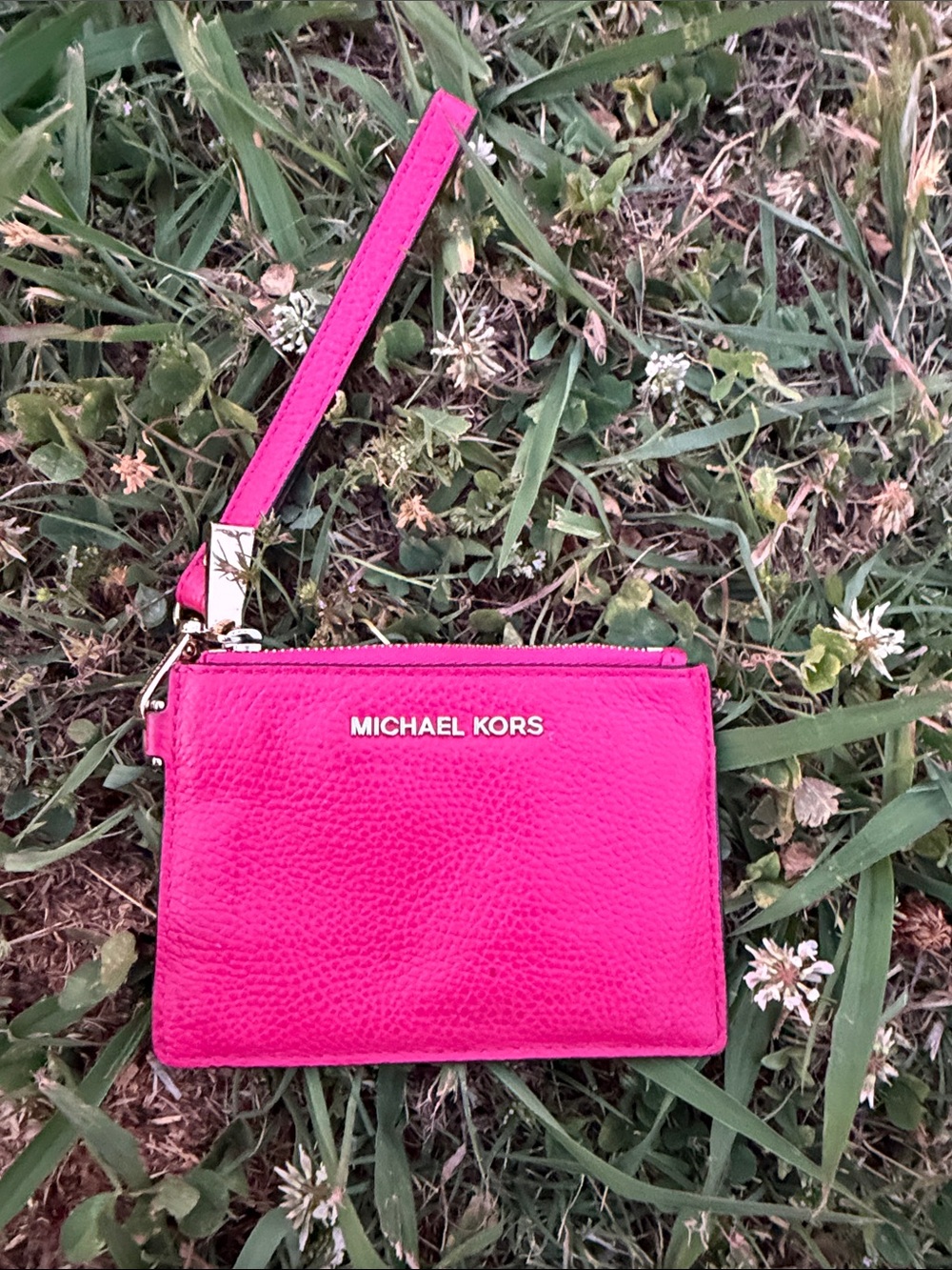 Michael Kors Hot Pink Pebbled Leather Wristlet
